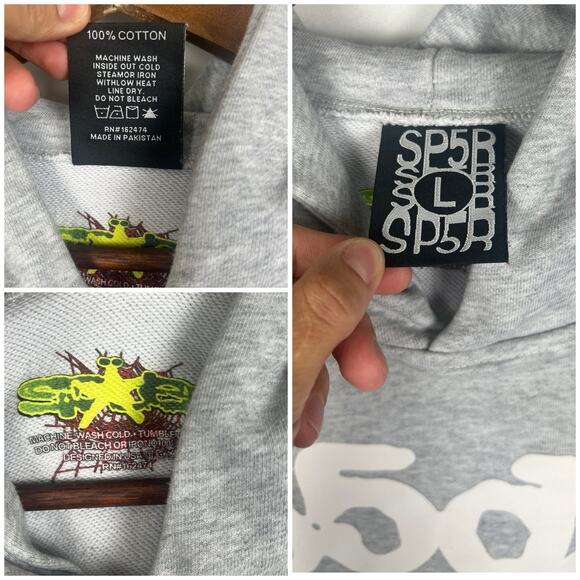 Sp5der Hoodie Beluga – Black Label, Designer Streetwear Sz L - Picture 11 of 11